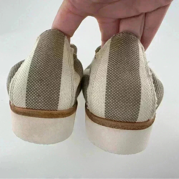 Dee Keller womens flats size 35.5 taupe cream canvas pointy to flatform loafers - Picture 8 of 12